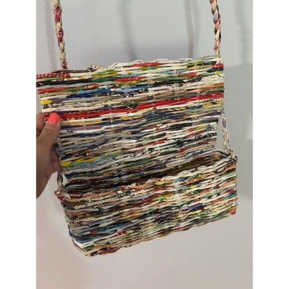Rolled Newspaper Magazine Print Shoulder Bag Strap Unique 11" x 5" - Picture 1 of 8